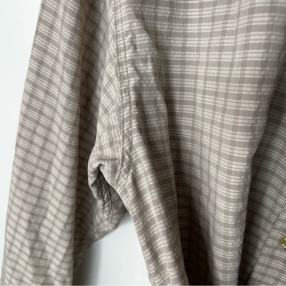 Simms Shirt Tan Plaid Checkered Button Down Fishing Outdoors Plaid Hiking Small - Picture 8 of 10
